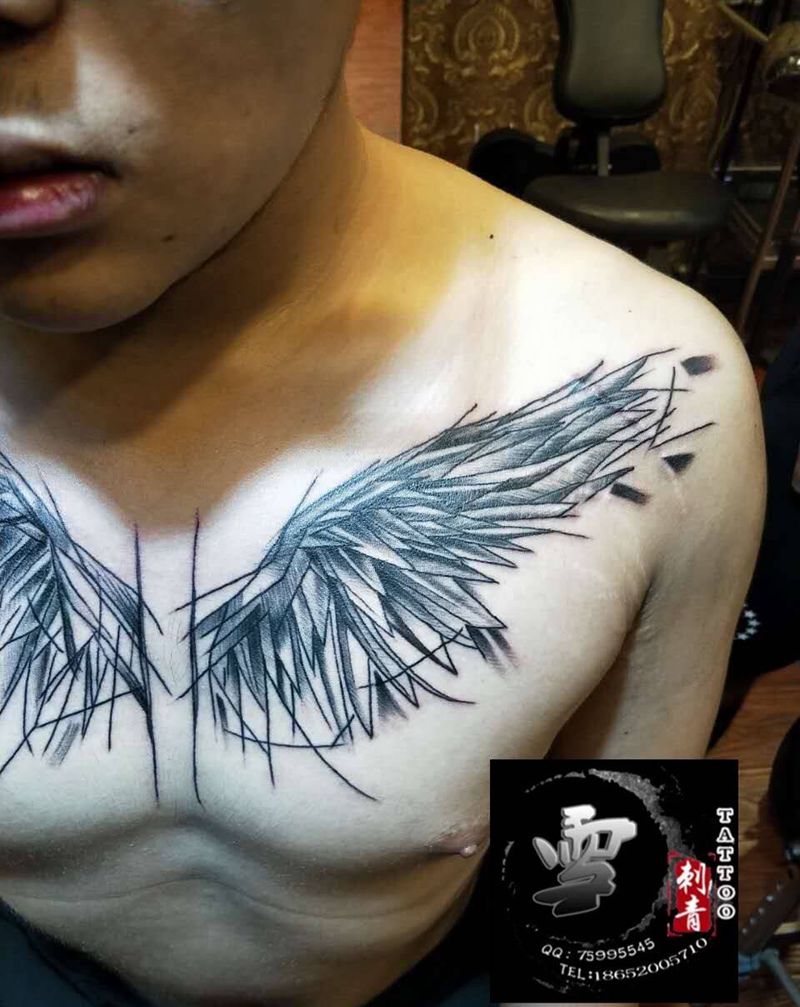 抽象翅膀纹身图片