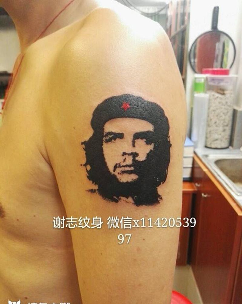 切格瓦拉纹身图片_手臂清新原创成品纹身图案