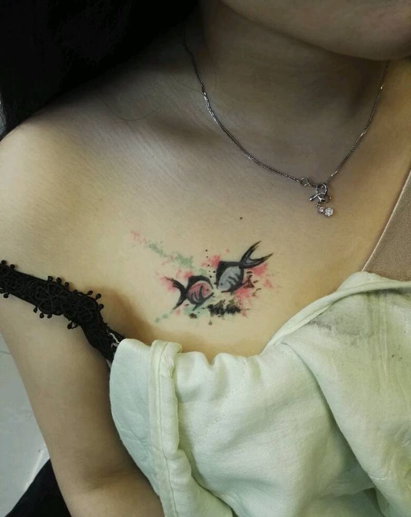 旧纹身修改纹身图片_胸部清新原创成品纹身图案