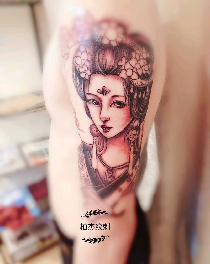 明月艺伎纹身图片