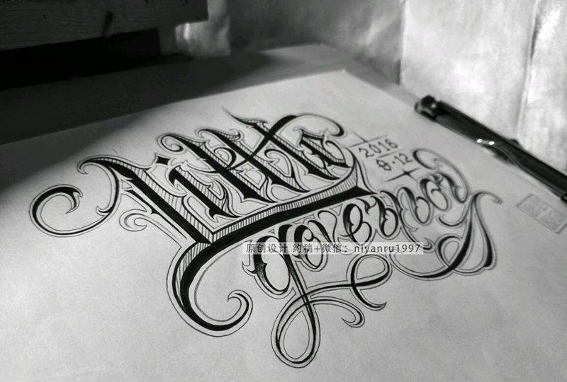 奇卡诺花体定制纹身图片