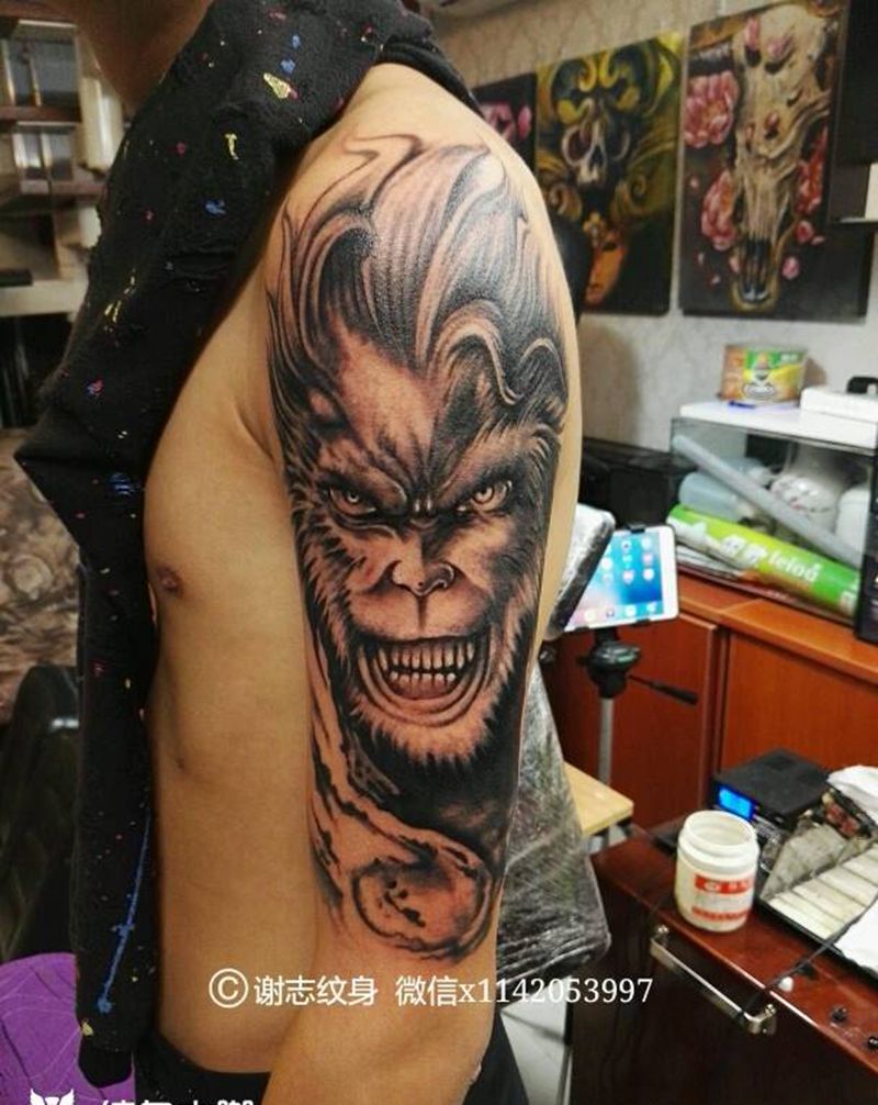 齐天大圣纹身图片_手臂传统宗教原创成品纹身图案