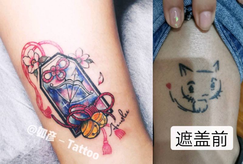 遮盖旧纹身纹身图片_腿部纹身图案