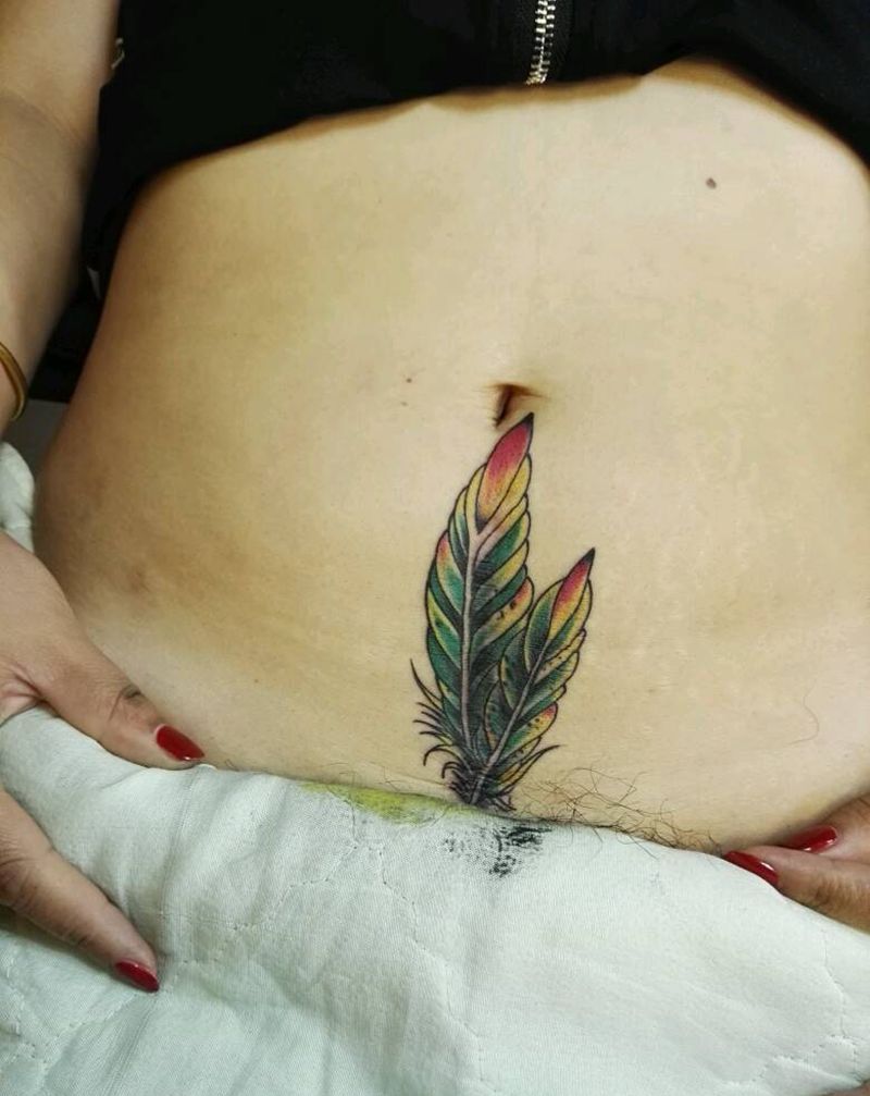 剖腹产疤痕遮盖纹身图片_腹部清新原创成品纹身图案