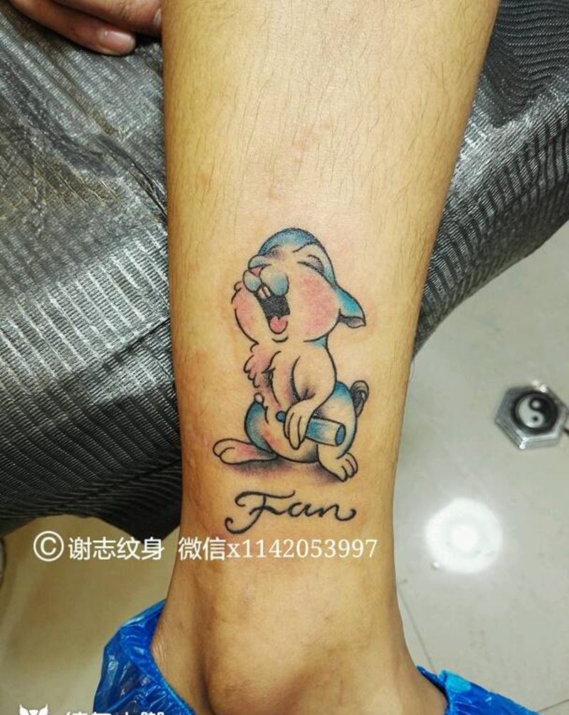 小兔子纹身图片_清新原创成品纹身图案