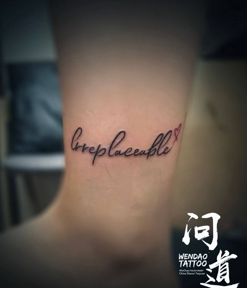 无可替代纹身图片_腿部小清新英文纹身图案