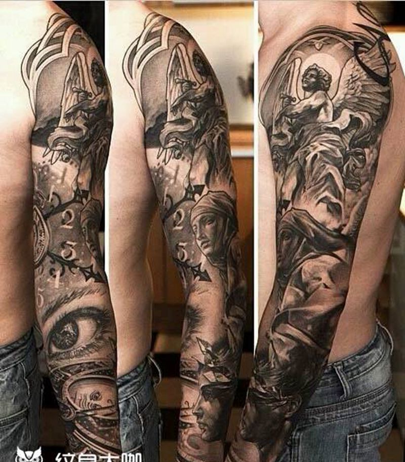 很帅的花臂，纯欣赏纹身图片