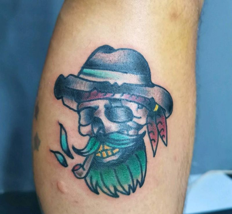 骷髅海盗纹身图片_Old School纹身图案