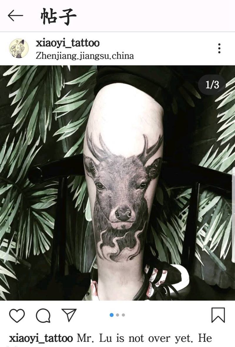 写实小鹿纹身图片_手臂欧美写实手绘纹身图案