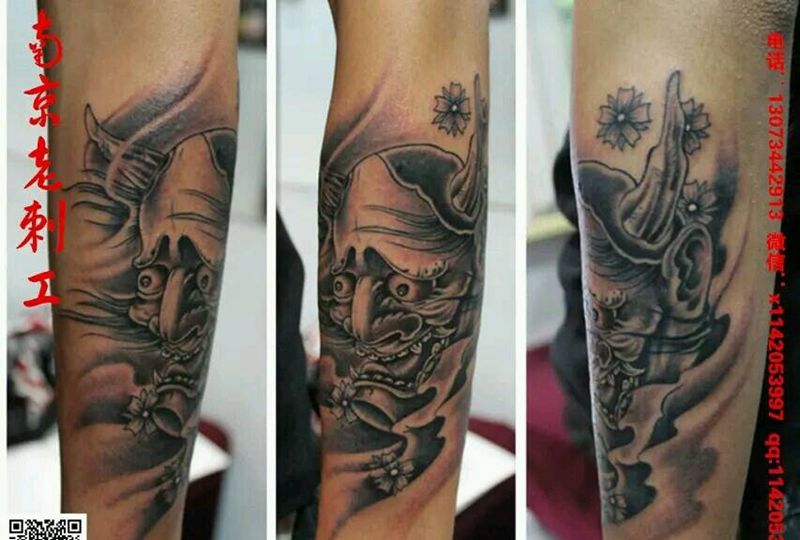 般若纹身图片_手臂传统鬼神原创成品纹身图案