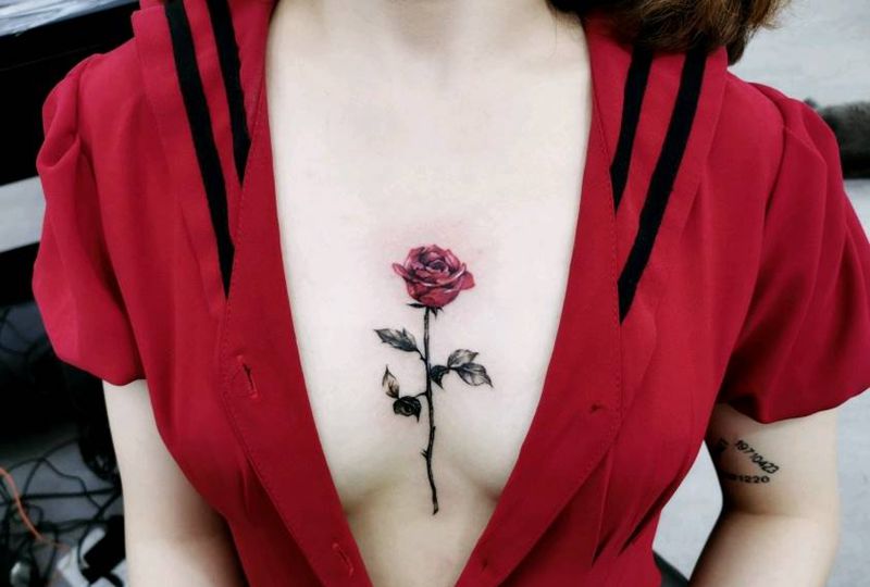 玫瑰花纹身图片_水彩纹身图案