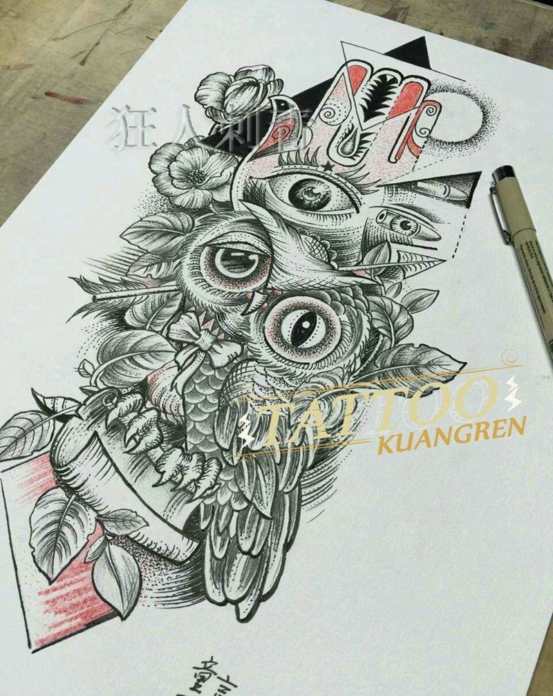 手稿纹身图片_欧美清新动物植物静物宗教狂人刺青成品纹身图案