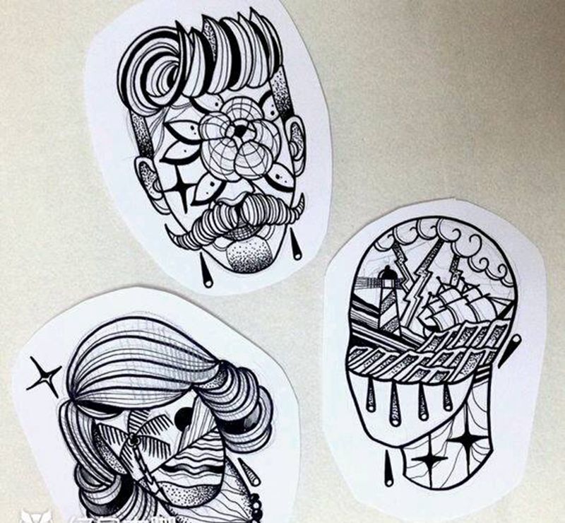 图纸纹身图片_欧美习俗清新写实国画动物鬼神狂人刺青纹身图案