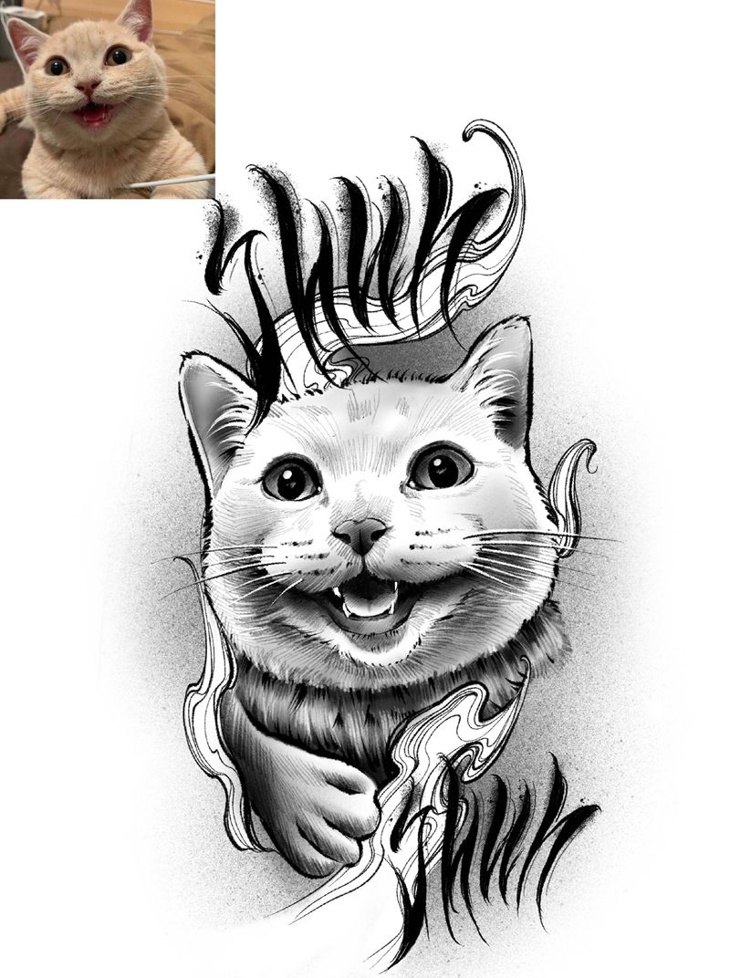 宠物定制稿纹身图片_手臂纹身图案
