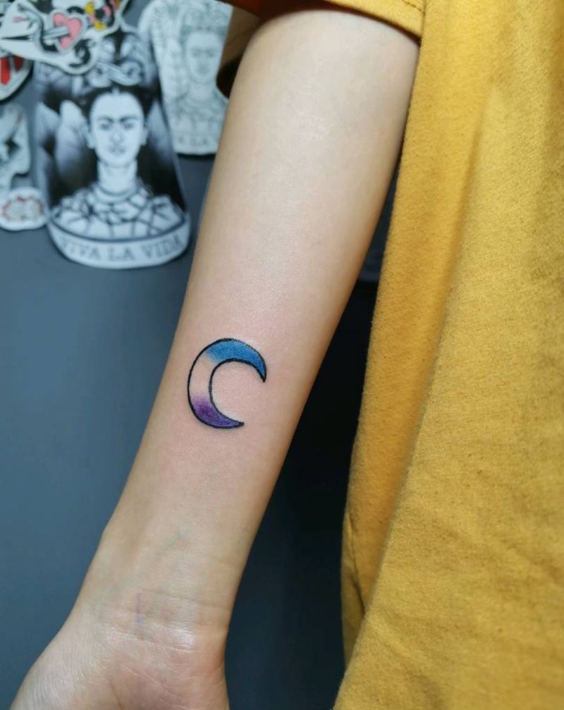 月亮纹身图片_手臂手部小清新纹身图案