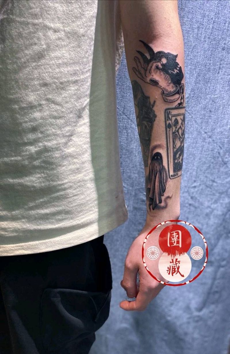 南京纹身 团藏刺青店内作品纹身图片_手臂欧美写实点刺小清新南京school纹身图案