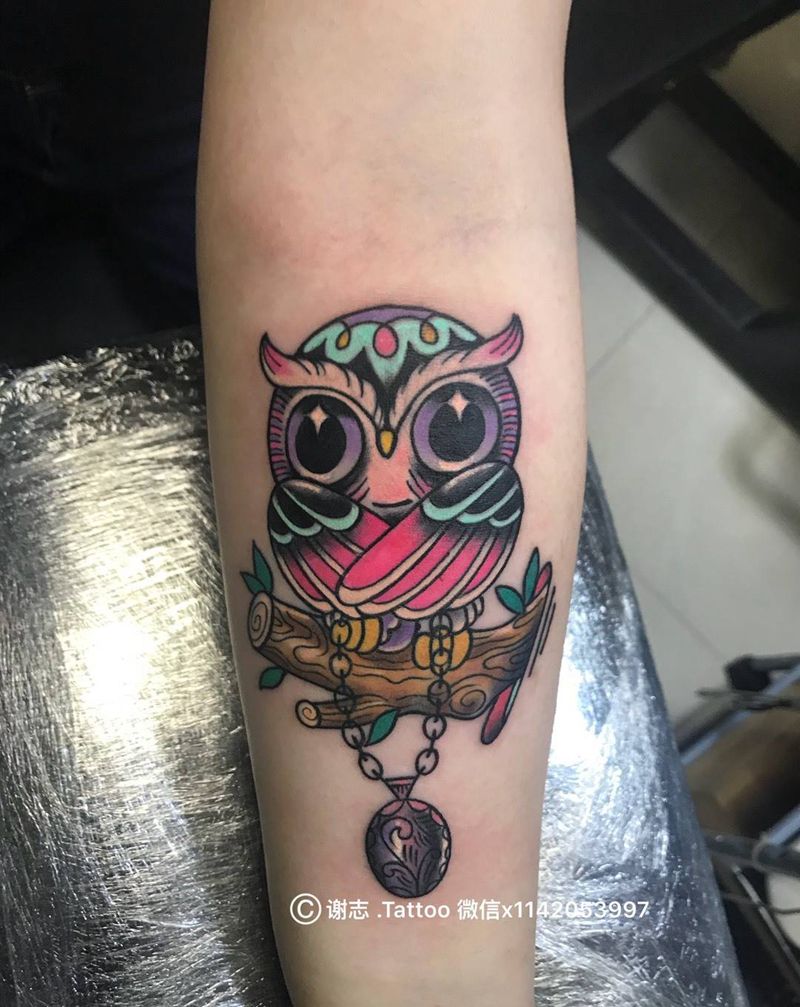 可爱的猫头鹰[呲牙][呲牙][呲牙]纹身图片