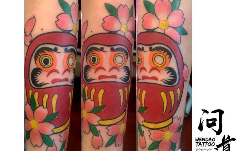 达摩纹身图片_成品手臂传统习俗鬼神宗教纹身图案