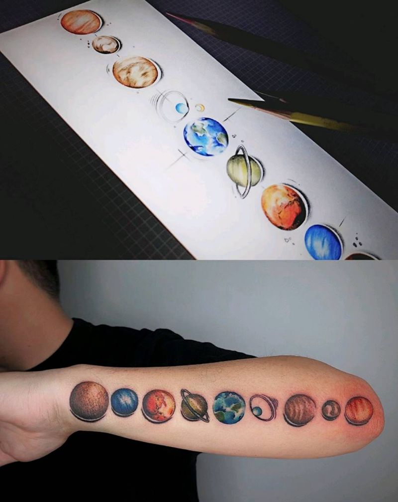 星球纹身图片_New School纹身图案