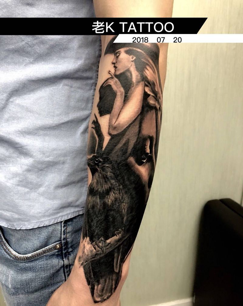 写实遮盖纹身图片_手臂写实人物纹身图案