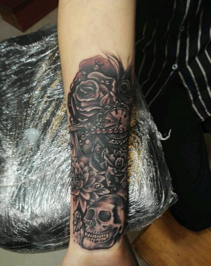 旧纹身遮盖纹身图片_手臂欧美原创成品纹身图案