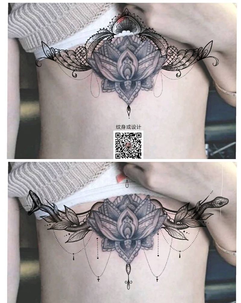 拼接旧纹身纹身图片_胸部几何纹身图案