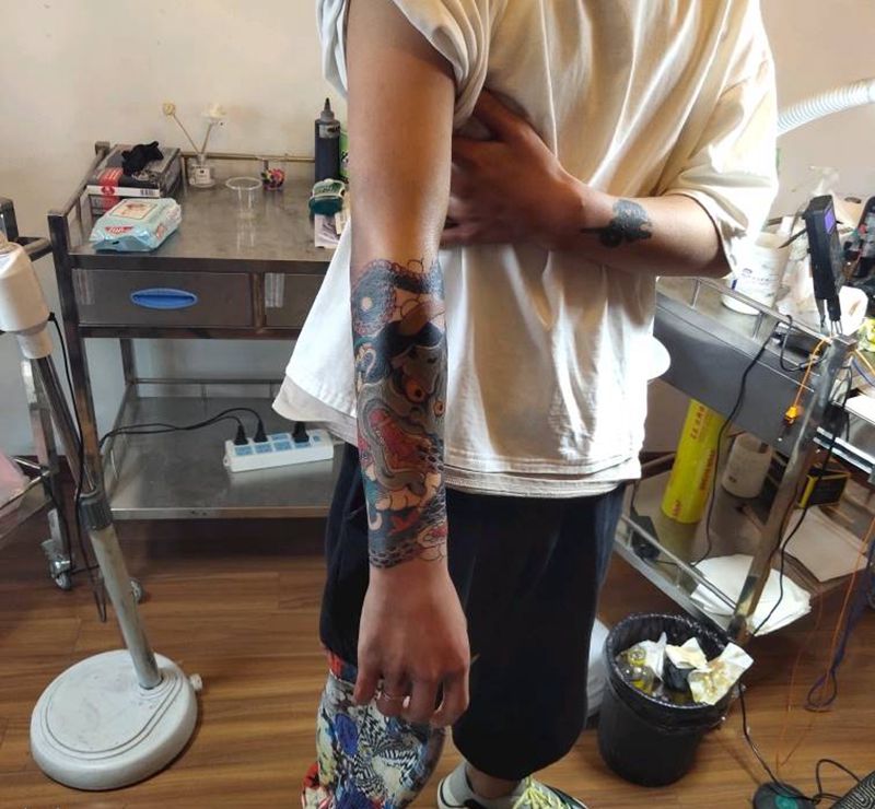 日式般若纹身图片_手臂老传统般若纹身图案