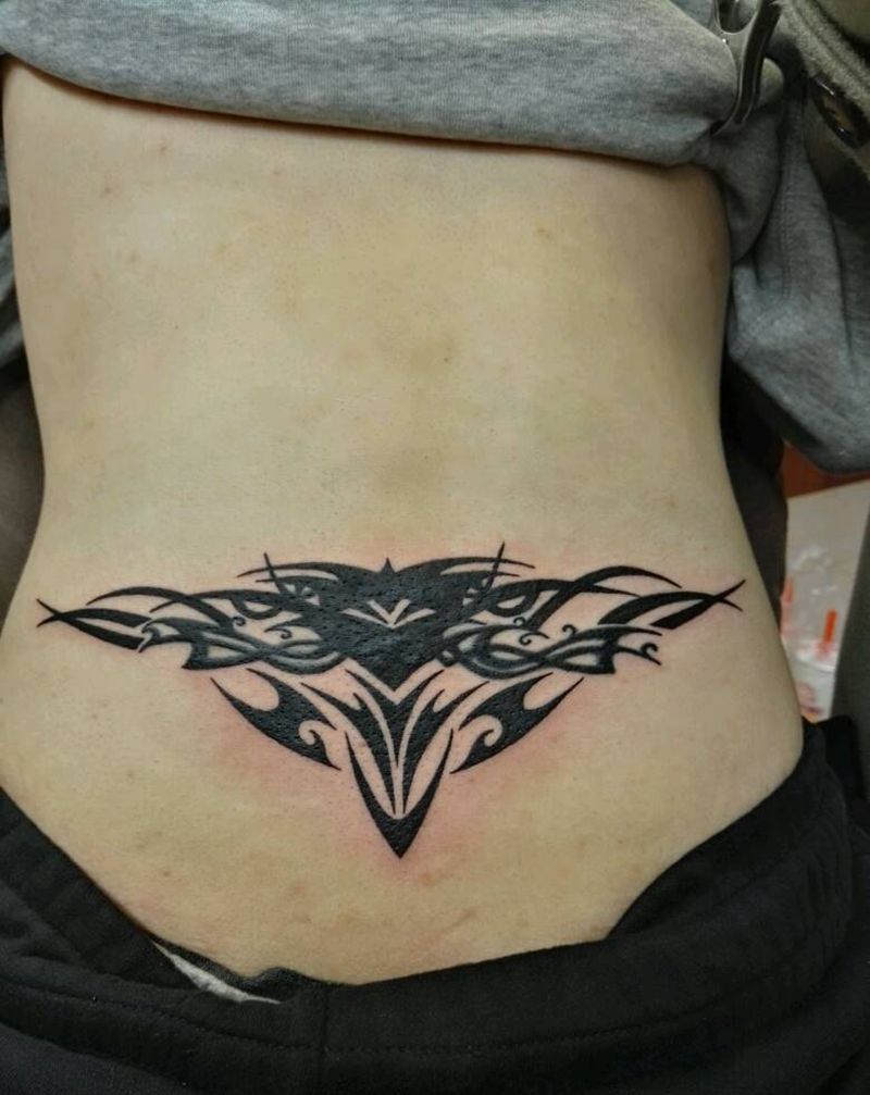 旧纹身修改纹身图片_腰部传统图腾成品纹身图案