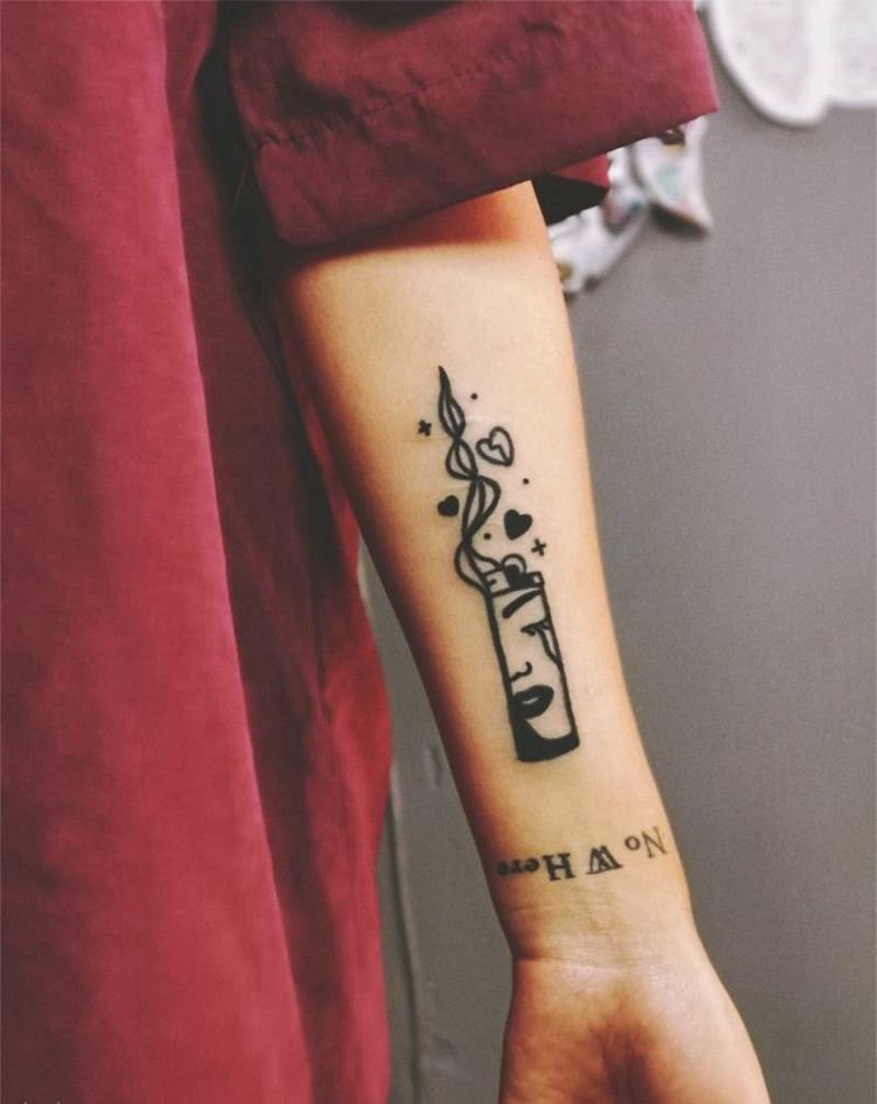 打火机纹身图片_blackwork纹身图案