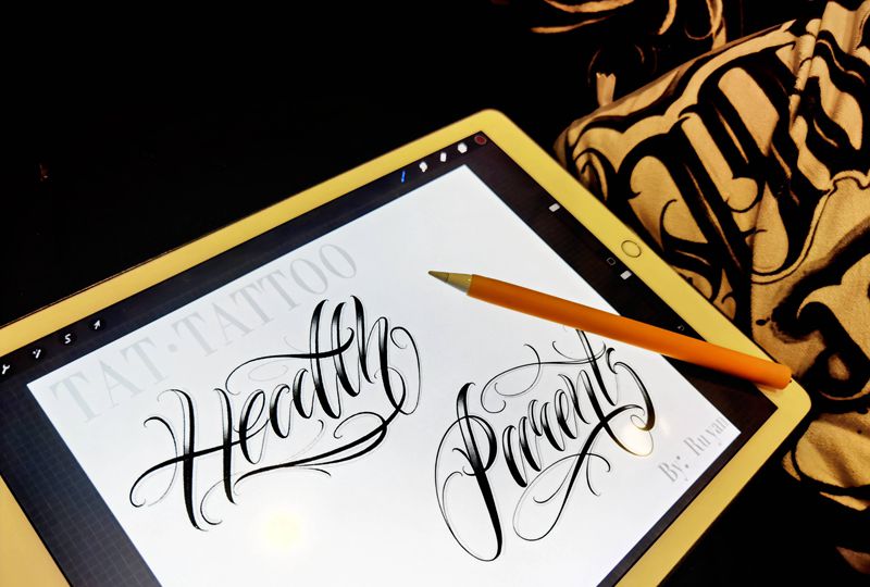 父母健康 花体纹身图片_花体字纹身图案