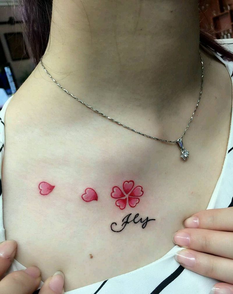 樱花纹身图片_胸部清新植物原创成品纹身图案