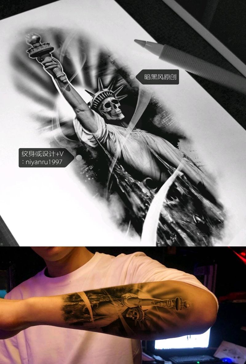 暗黑雅典娜纹身图片_欧美写实纹身图案