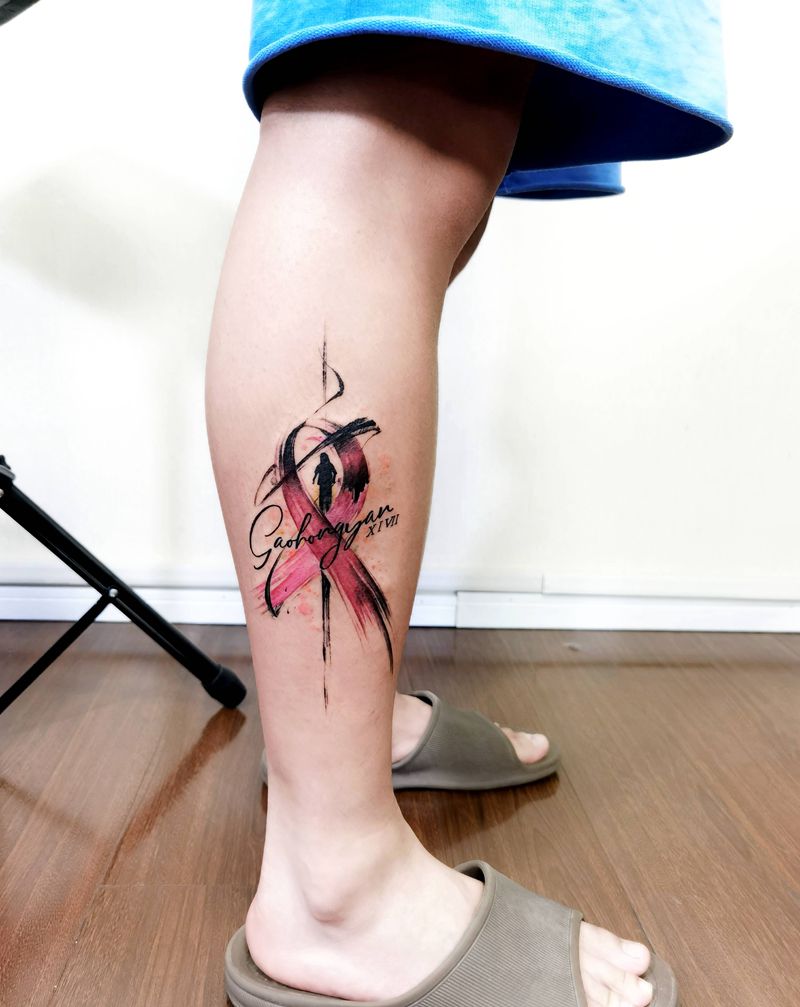 乳腺癌纹身纹身图片_水墨水彩纹身图案