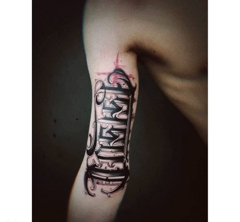 暗黑硬花纹身图片_花体字纹身图案