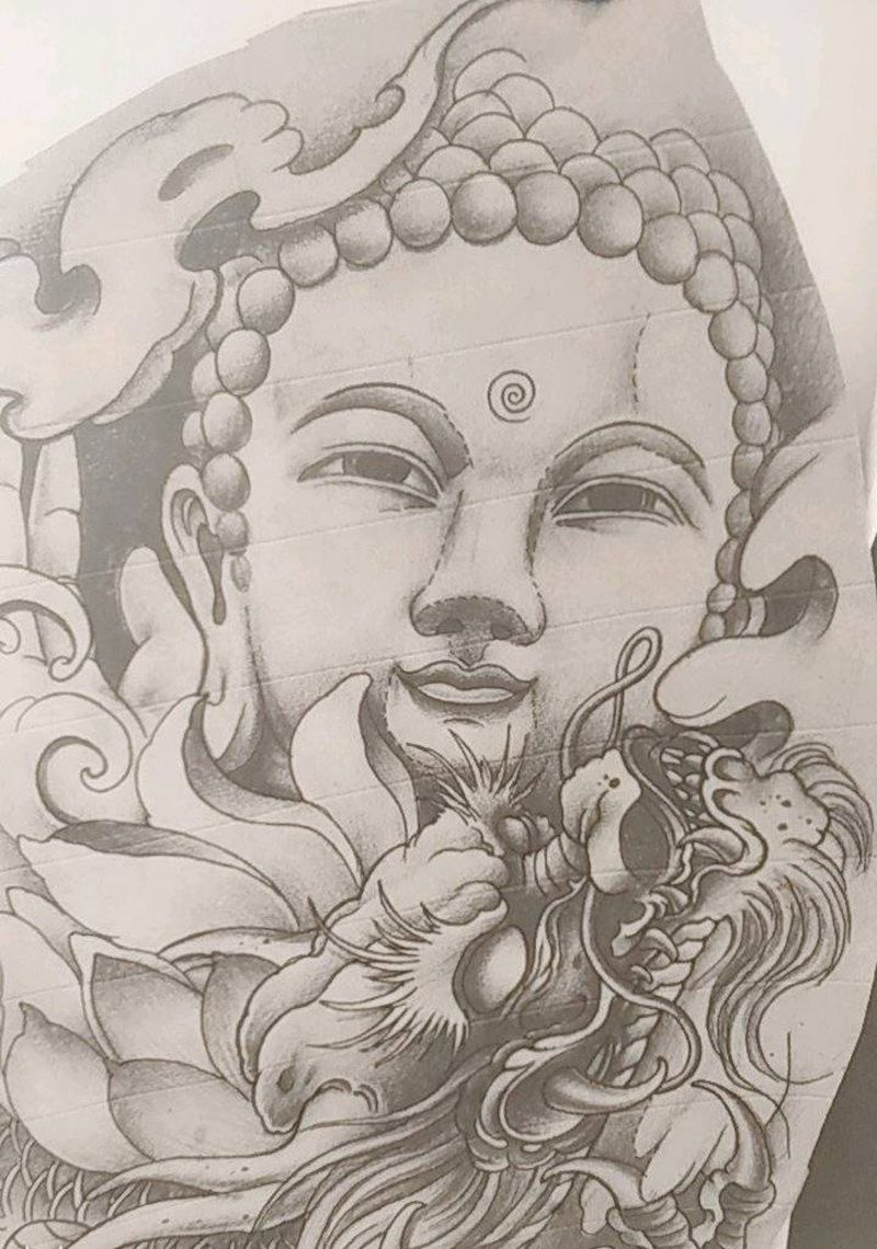 黑灰半臂纹身图片