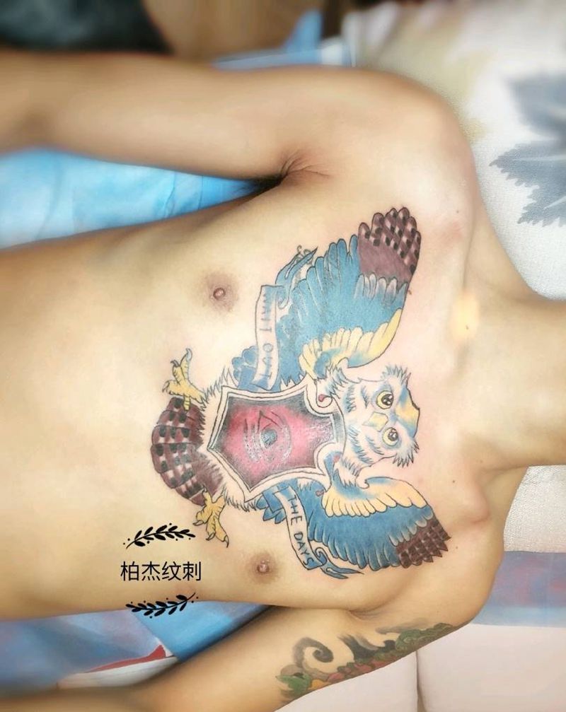 彩色猫头鹰纹身图片