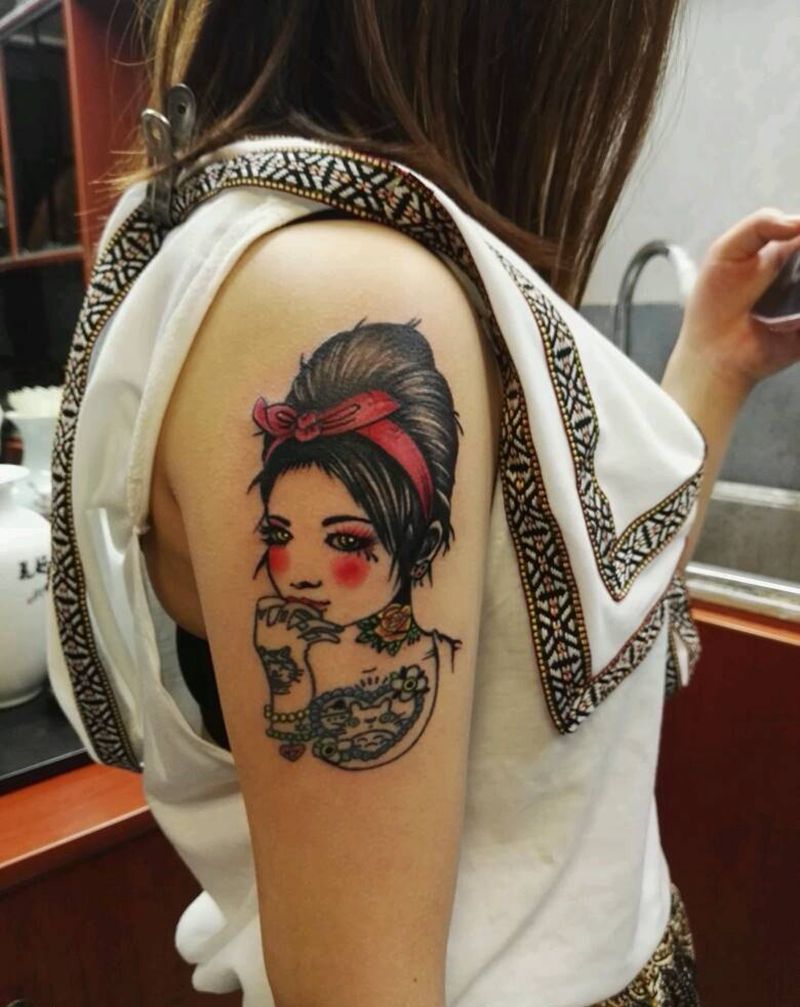 美女纹身图片_手臂清新人物原创成品纹身图案