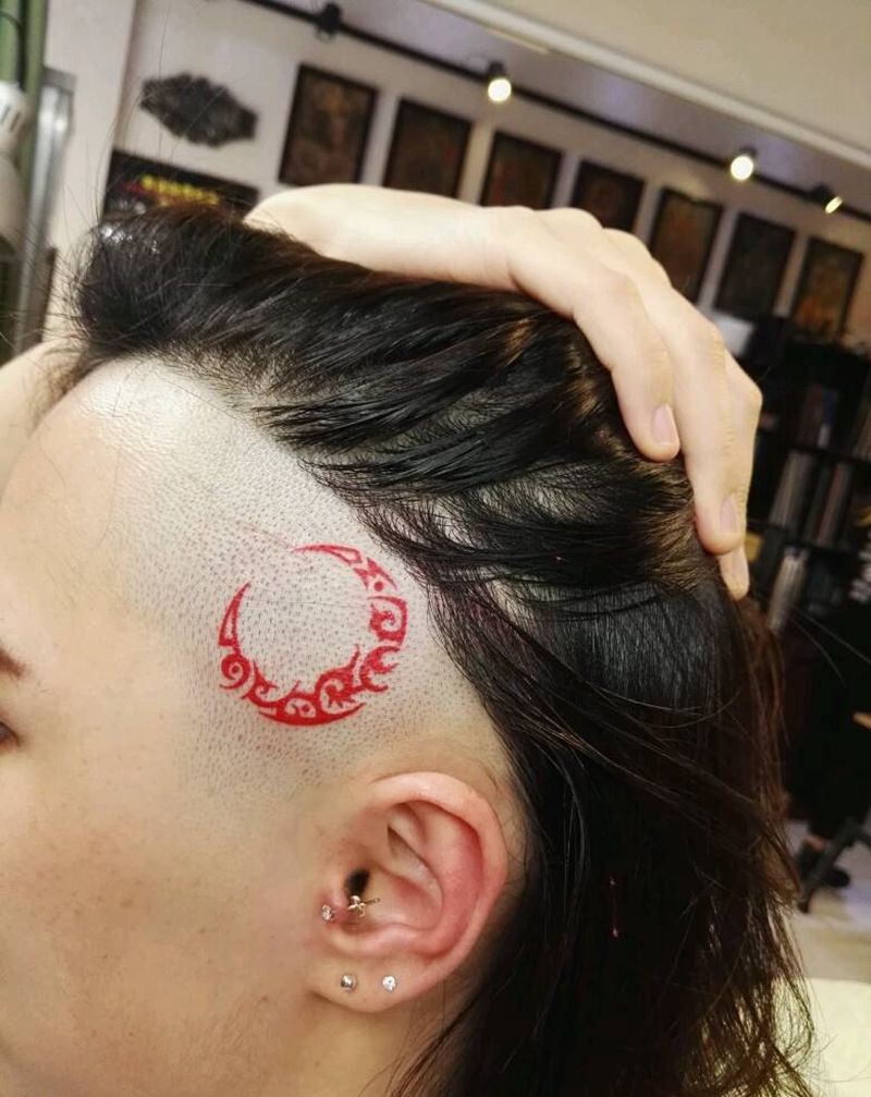 头部图腾纹身图片_颈部清新图腾原创成品纹身图案