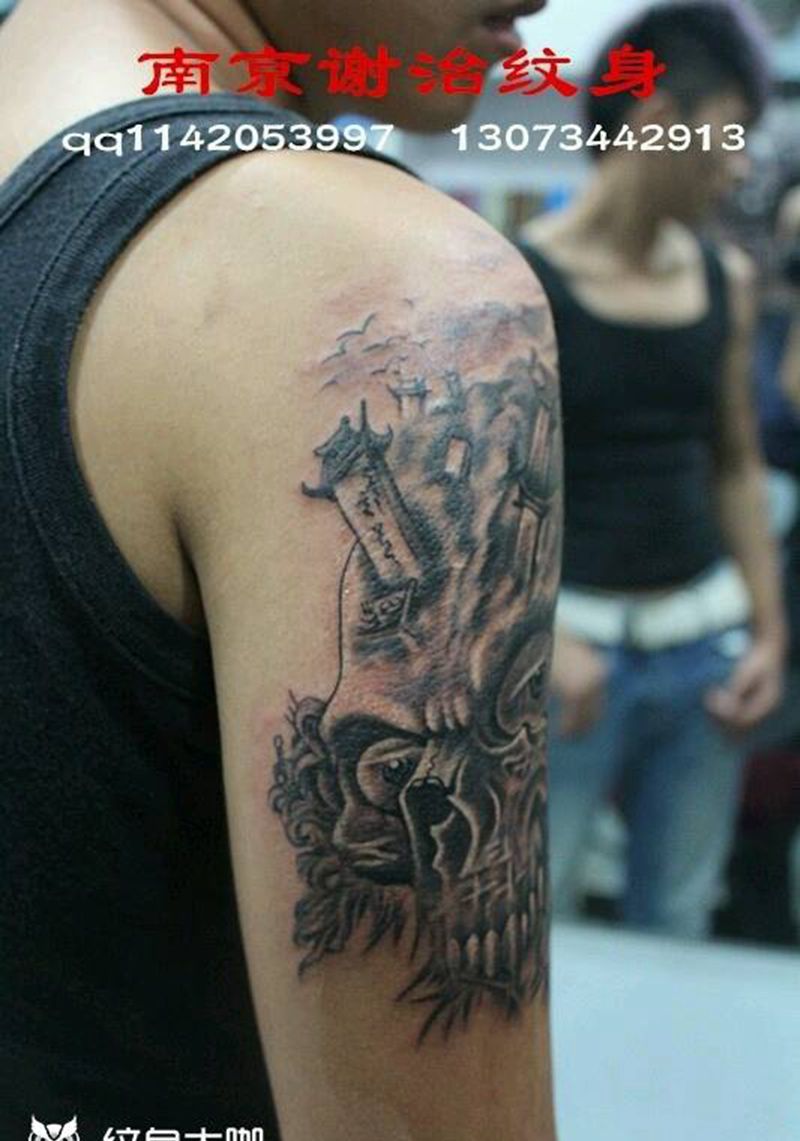 骷髅纹身图片_手臂传统鬼神宗教原创成品纹身图案