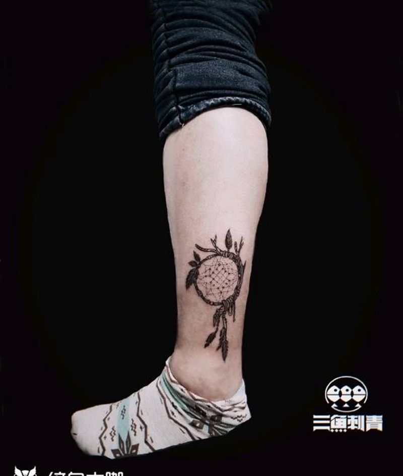 捕梦网✘纹身图片_脚部捕梦网纹身图案