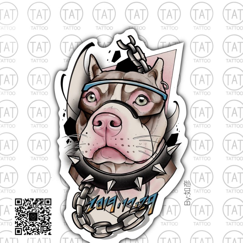 宠物设计稿纹身图片_New School纹身图案