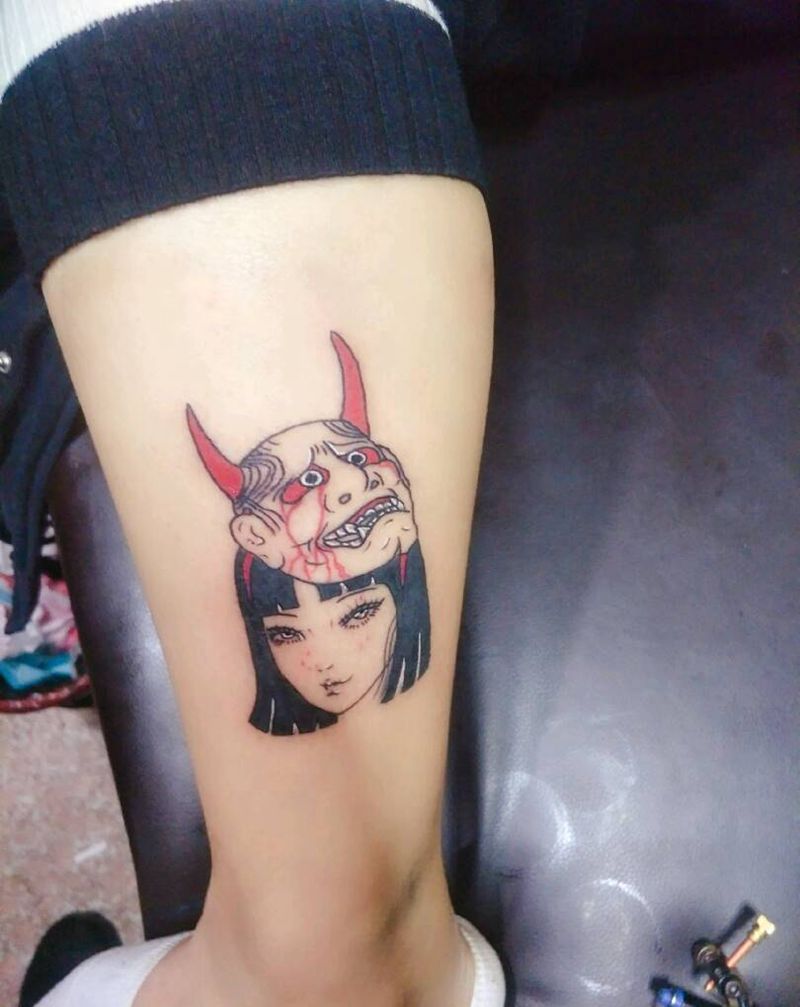 面具纹身图片_手臂Old School纹身图案