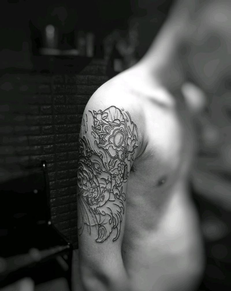 象神线条纹身图片