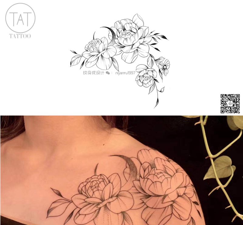 还原平面稿纹身图片_花纹身图案