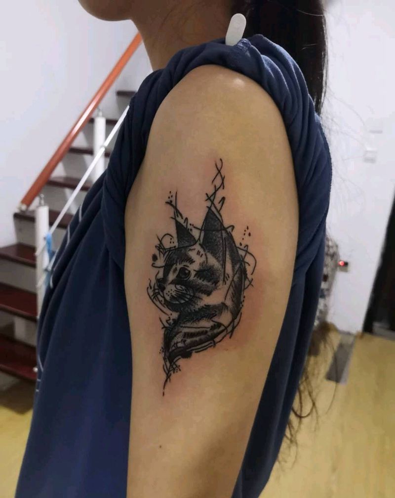 社会喵一枚(^･ｪ･^)纹身图片_手臂甩针纹身图案