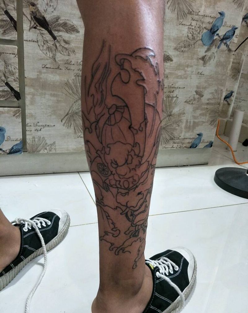 鬼武士纹身图片