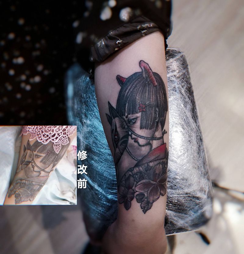 艺妓风小图修改纹身图片_手臂修改毁图艺妓小图纹身图案