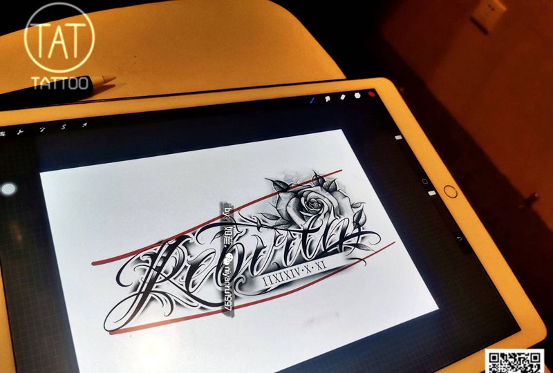 花体字定制稿24号上身纹身图片_花体字纹身图案