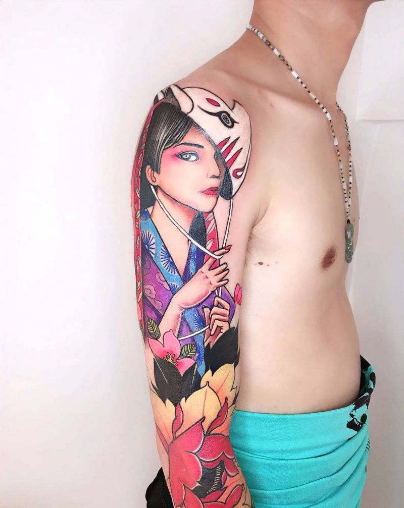 少女姬纹身图片_手臂New SchoolOld School纹身图案