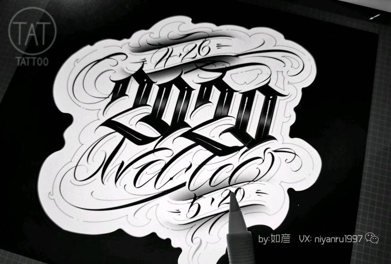 花体字设计稿纹身图片_花体字纹身图案